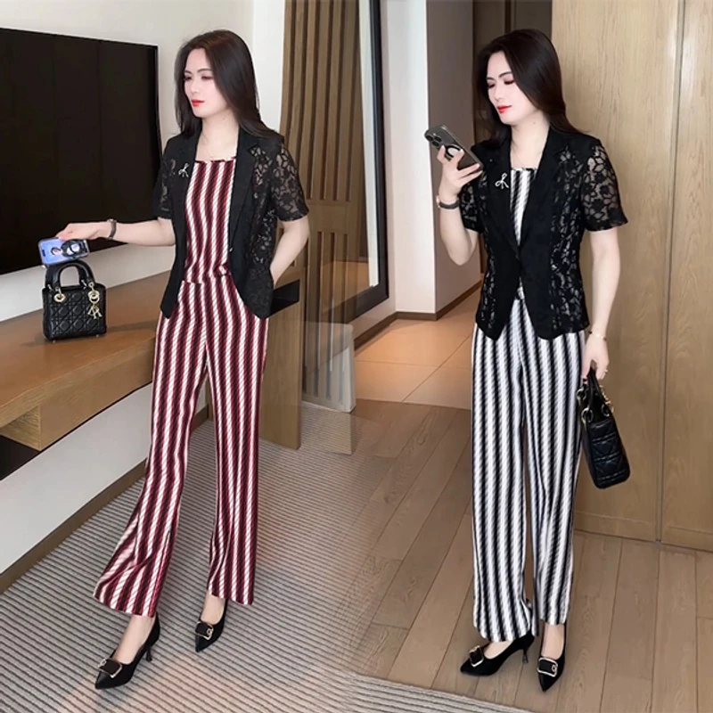 夏季新款新中式盘扣穿搭洋气时尚气质减龄短袖套装显瘦高腰休闲