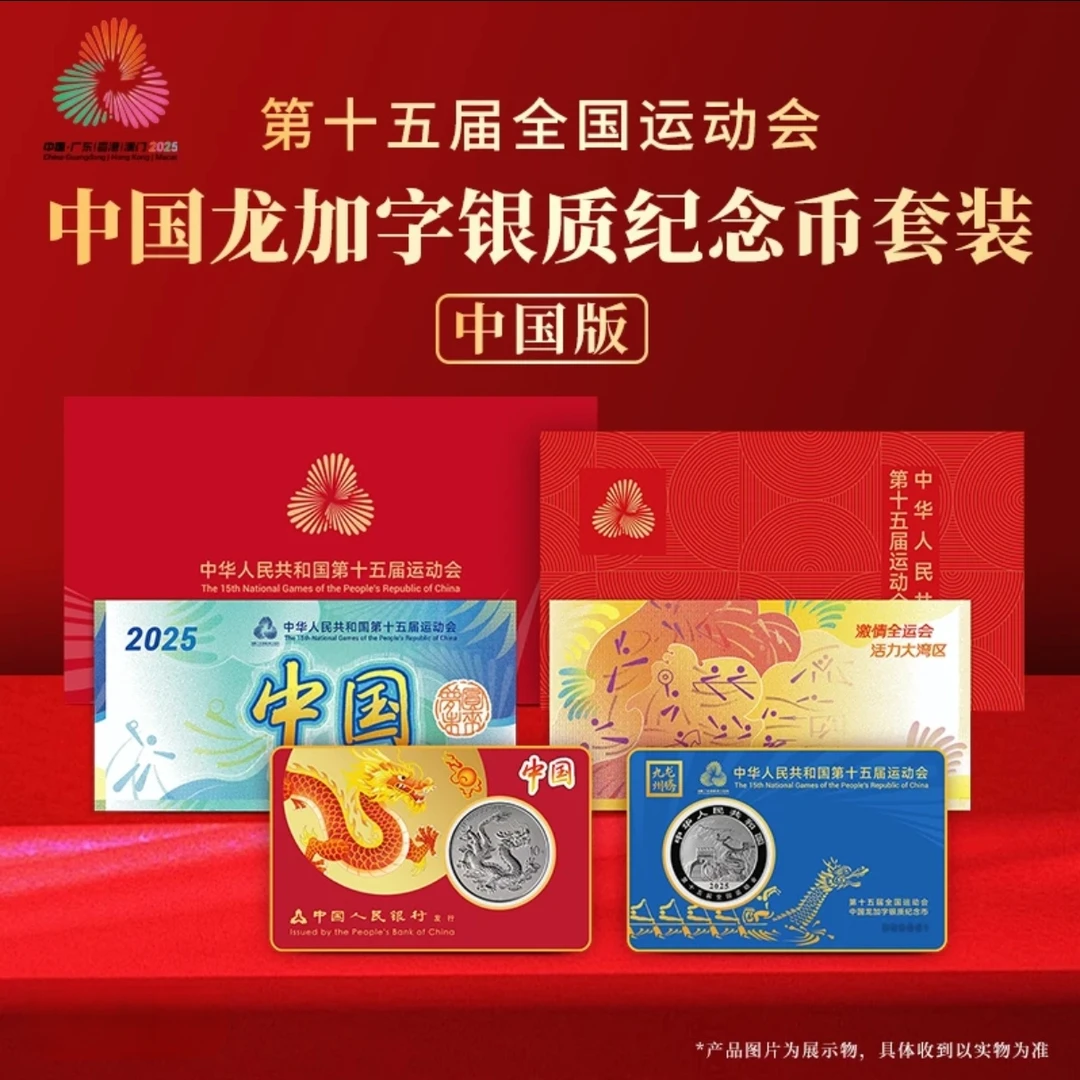 龙腾九州-十五运会中国龙加字银质纪念币（中国）