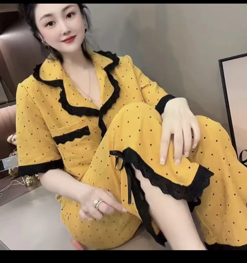 家居服休闲套装短袖气质睡衣薄款时尚舒适（有色差）