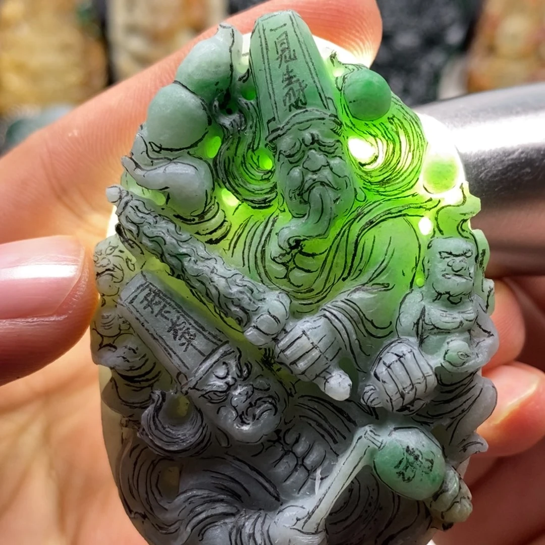 未镶嵌定制翡翠天然翡翠A货黑白无常
