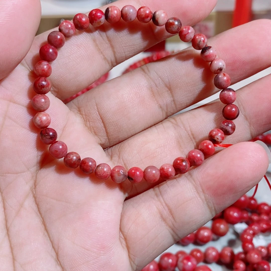 天然辰砂原石手串