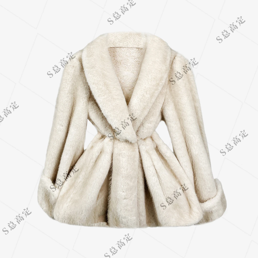 【妮妮】冬季新款时尚百搭简约高奢贵妇设计气质短外套D0431