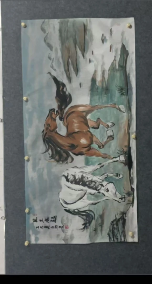八骏图马到成功国画横幅适合沙发背景墙及办公客厅装饰挂画