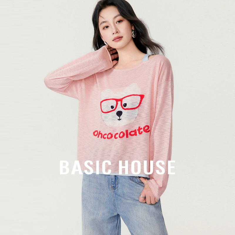 Basic House/百家好新款卡通减龄洋气小众针织衫-B0625B5IGX2