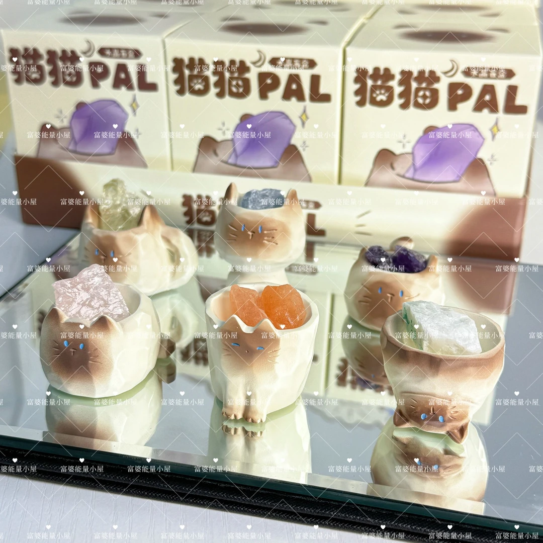 正品猫猫PAI水晶盲盒小豆丁萌宠摆件女生礼物
