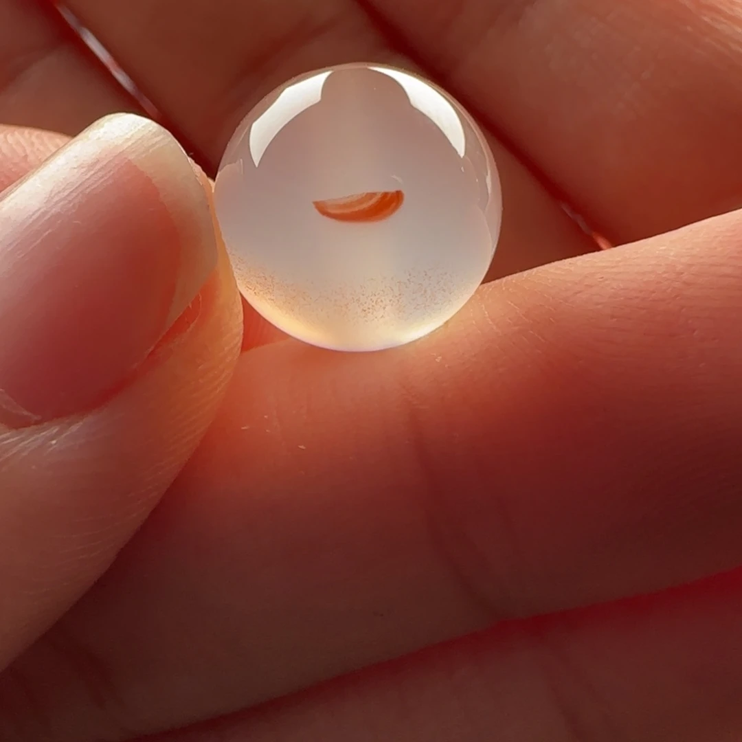 玛瑙/玉髓未镶嵌圆珠：12.1甘掌飘花 高冰