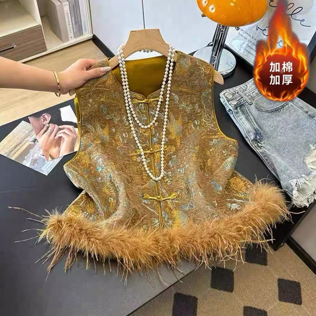 D999-3262【鸢尾】新中式国风高端气质马甲坎肩背心重工提花马夹女