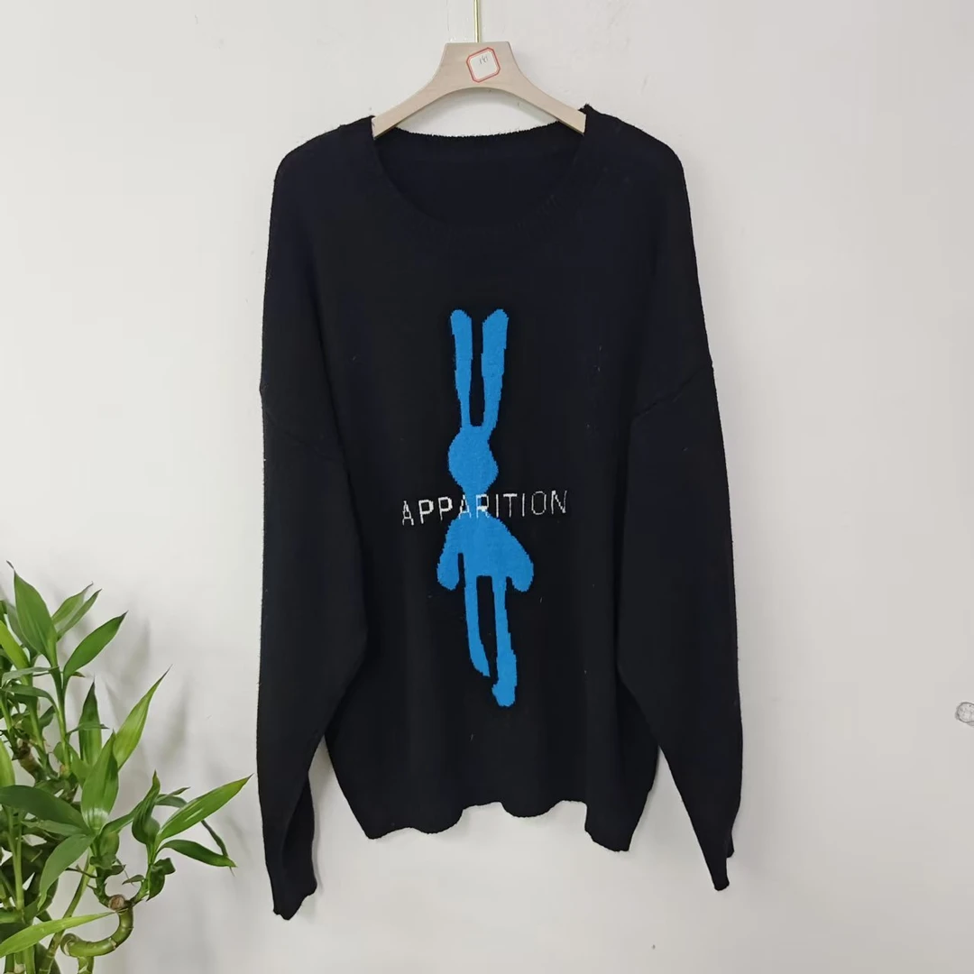 8945圆领毛衣男女新款时尚洋气休闲小兔子打底宽松百搭针织衫上衣