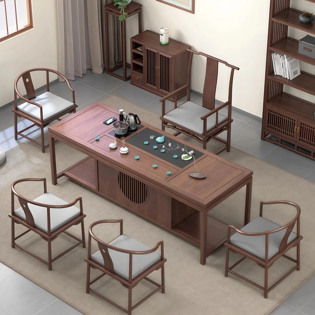 新中式实木茶桌椅组合客厅办公室泡茶台烧水壶一体罗汉床茶几全套
