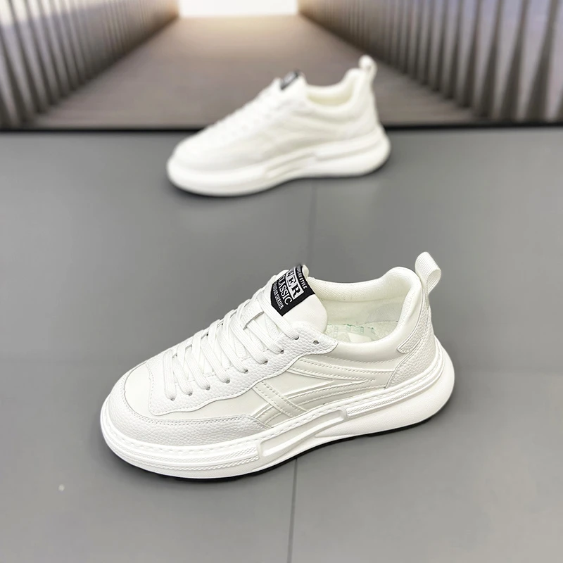 秋季百搭轻奢小白鞋2025厚底男士软底车缝线防滑老爹鞋潮鞋休闲鞋