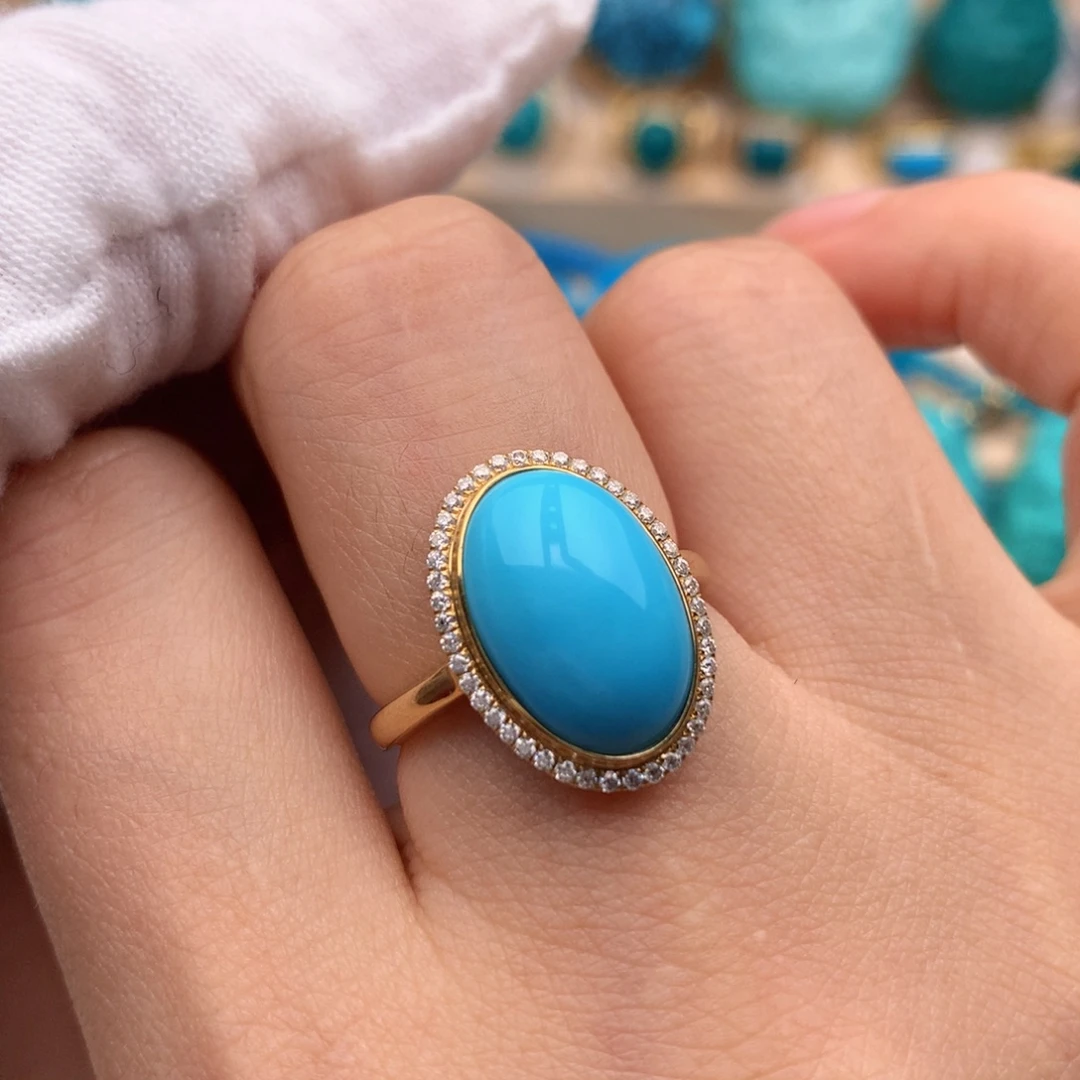 绿松石18K金镶嵌珠宝奇石