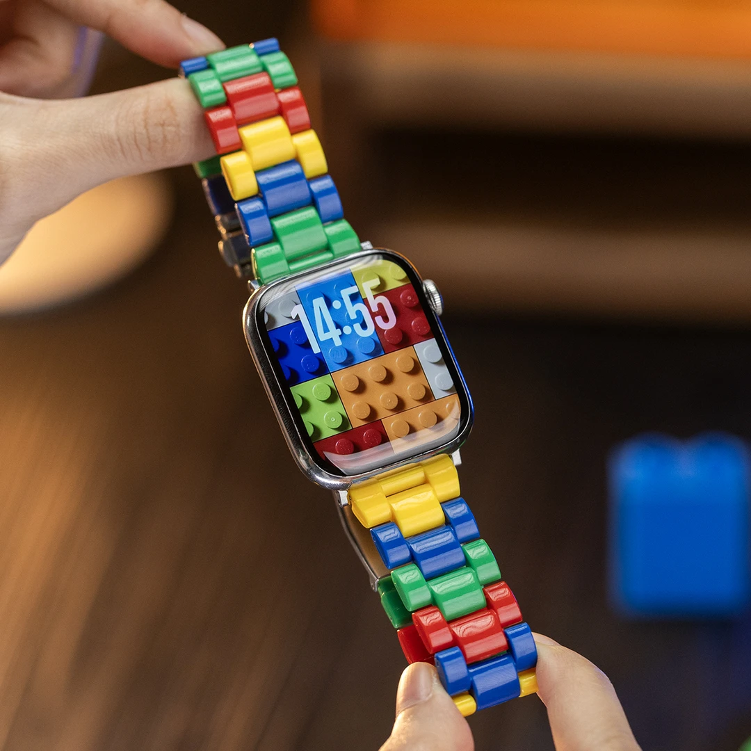 轻质彩色积木iwatch表带Ultra适用苹果手表AppleWatch创意显眼包