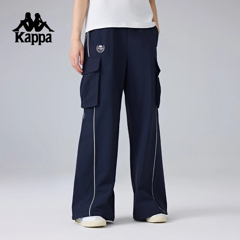 Kappa卡帕背靠背新款复古运动长裤弹力口袋休闲裤直筒工装裤女款