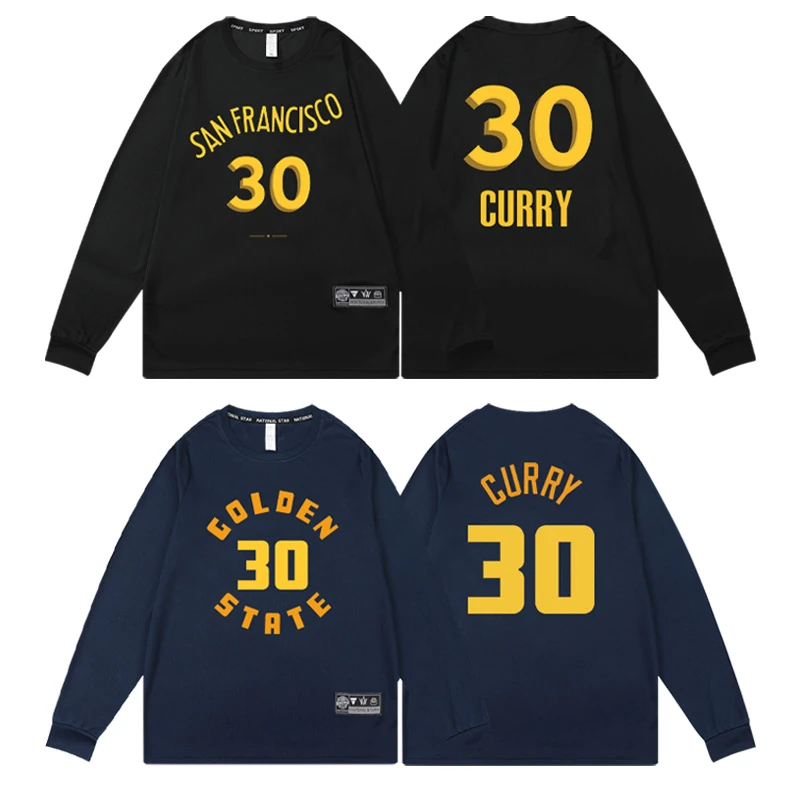 勇士库里速干训练长袖投篮服男 美式篮球运动健身跑步透气定制T恤