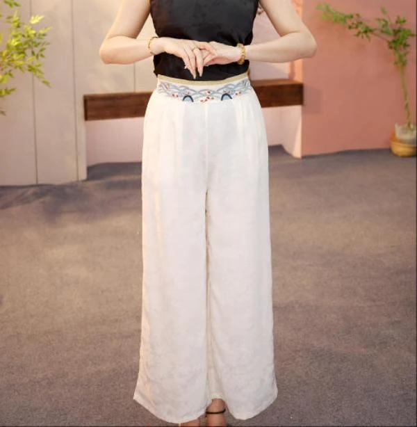 [临渊]柒柒新中式国风百搭休闲裤民族风直筒裤--瑶瑶