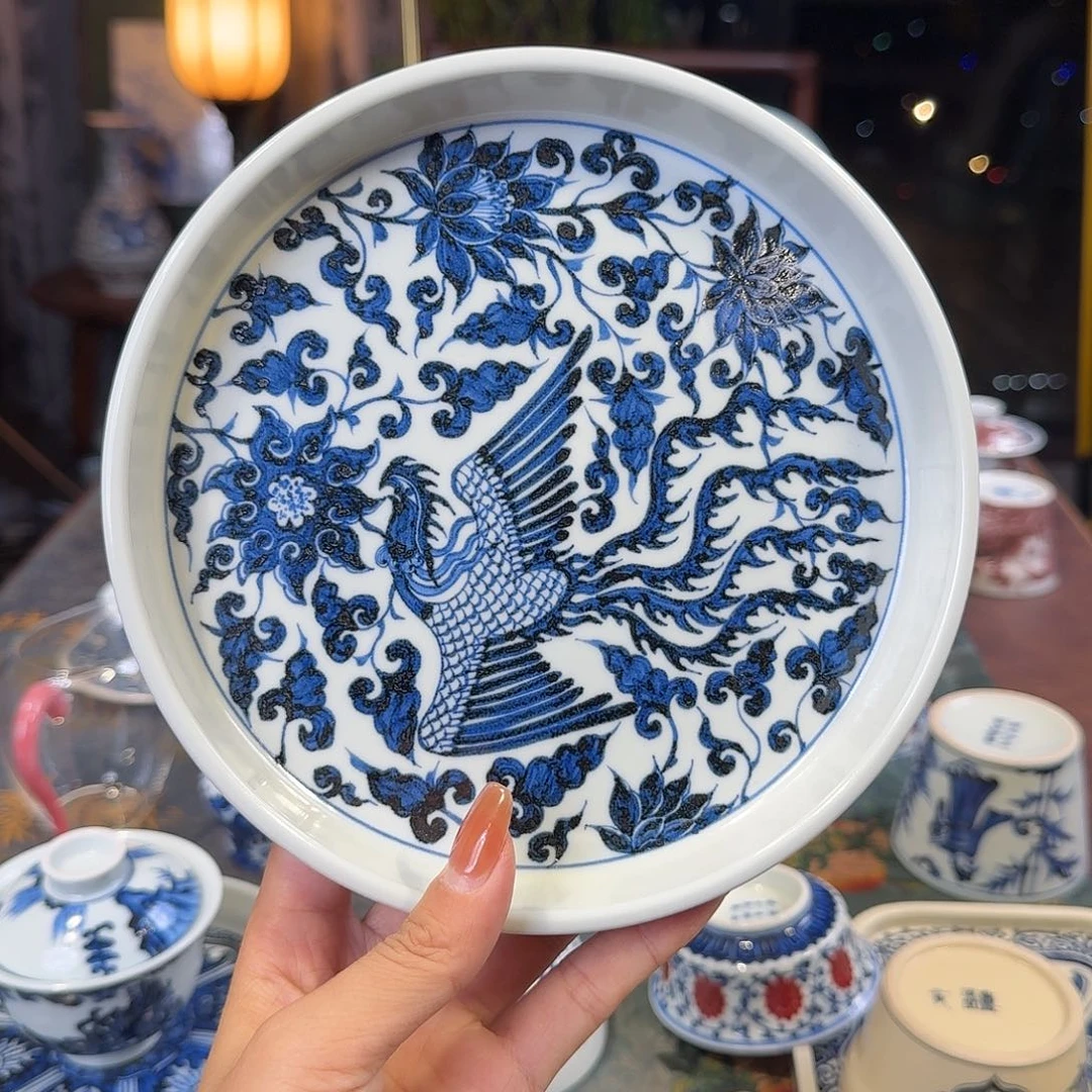 幽蓝溪堂新品凤穿花壶承