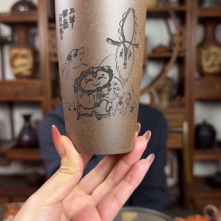 紫砂茶壶可乐杯 三羊开泰