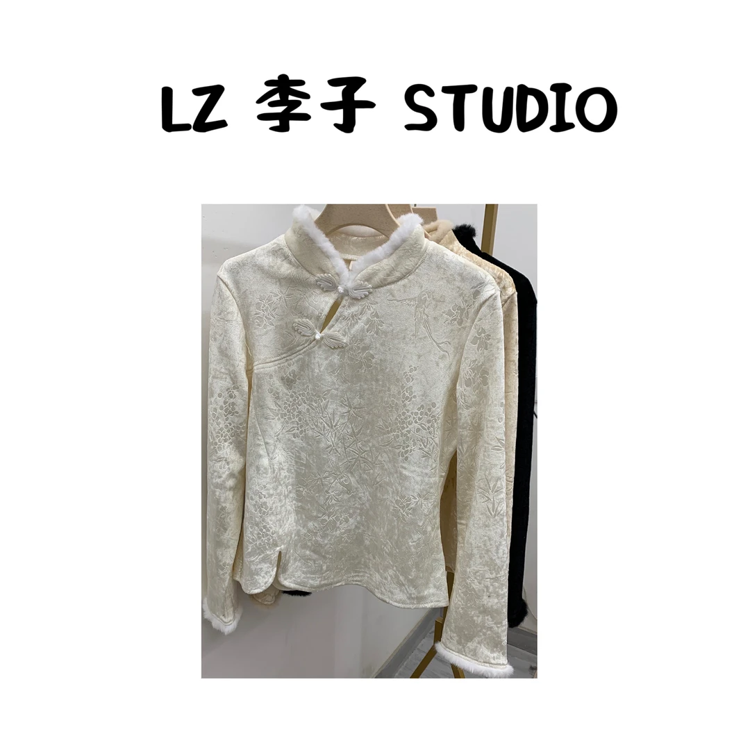 JM/吉米2024新款冬季高级感女秋冬加绒加厚打底衫新中式国风内搭