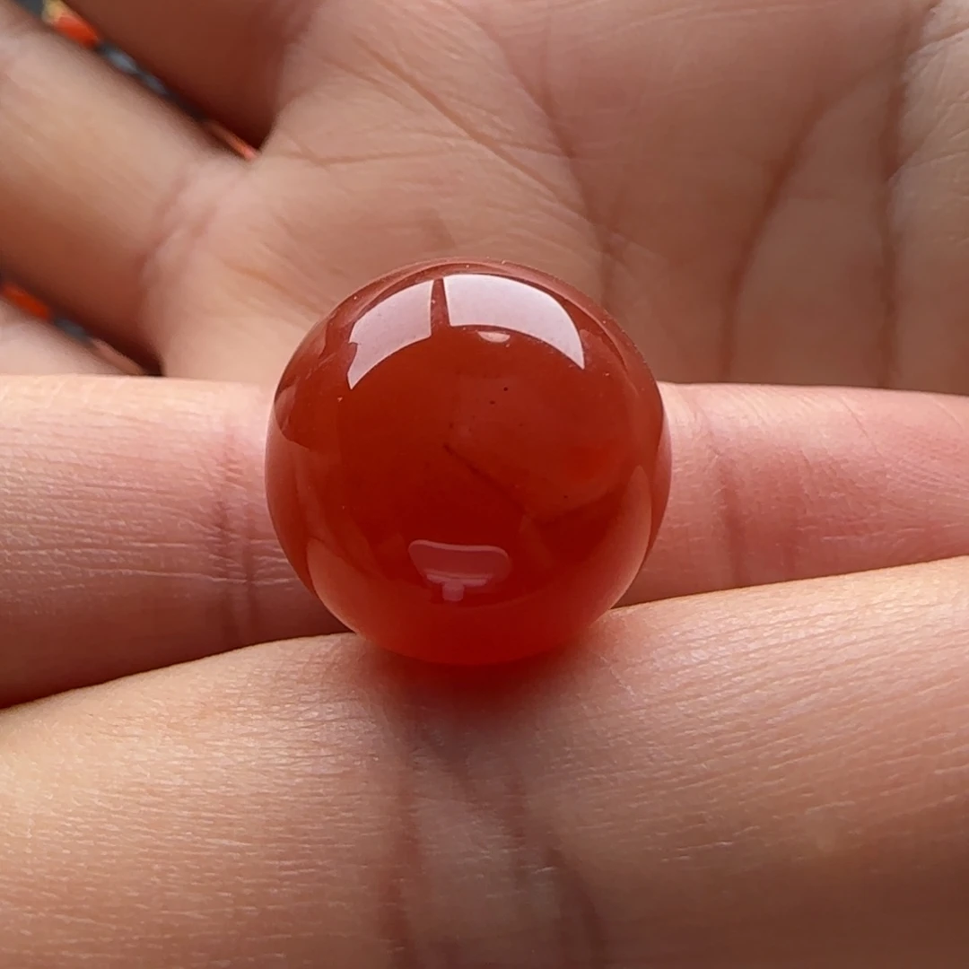 南红玛瑙未镶嵌圆珠16.3蚕丝纹