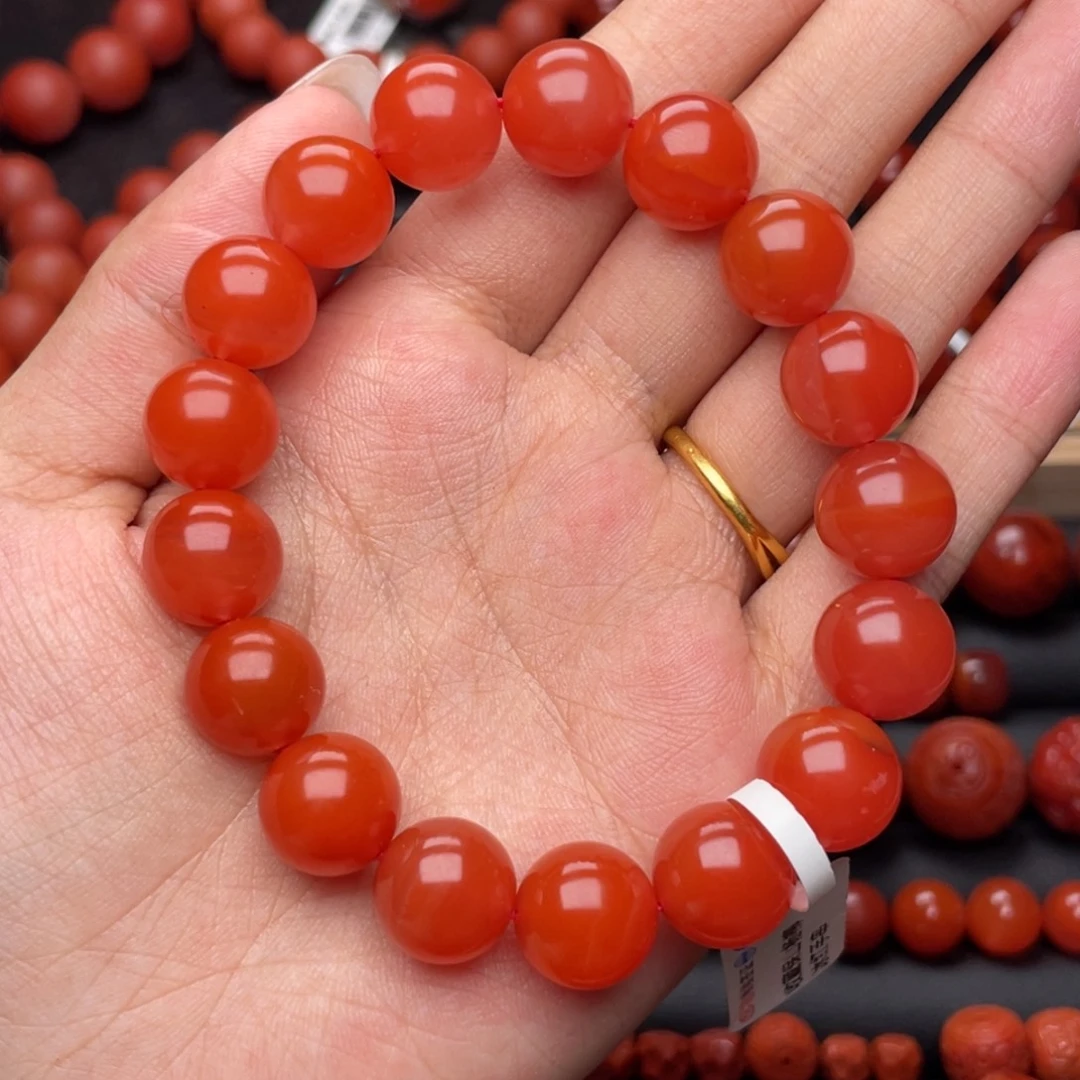 南红玛瑙未镶嵌手串Y12.6mm收藏杨柳冰红手串