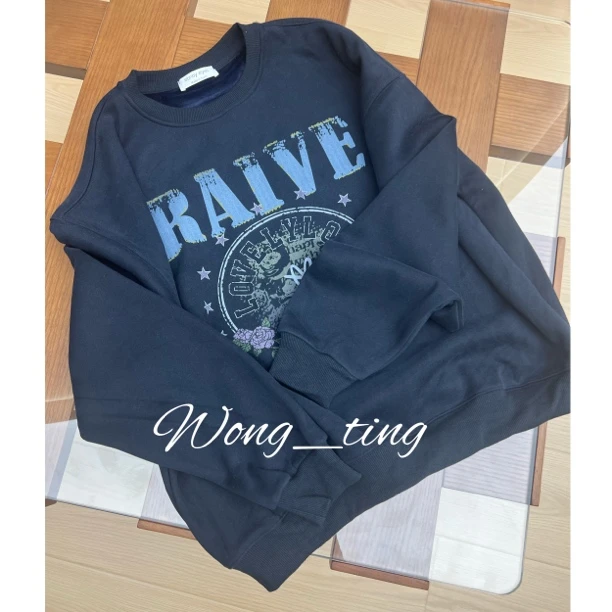 wong_ting小众设计师英文印花撞色圆领加绒百搭卫衣120910