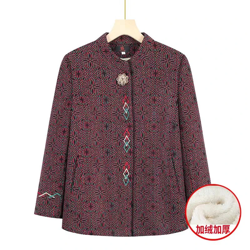 7761-新款60岁老人衣服加厚加绒老年人秋冬装女毛呢外套三楼