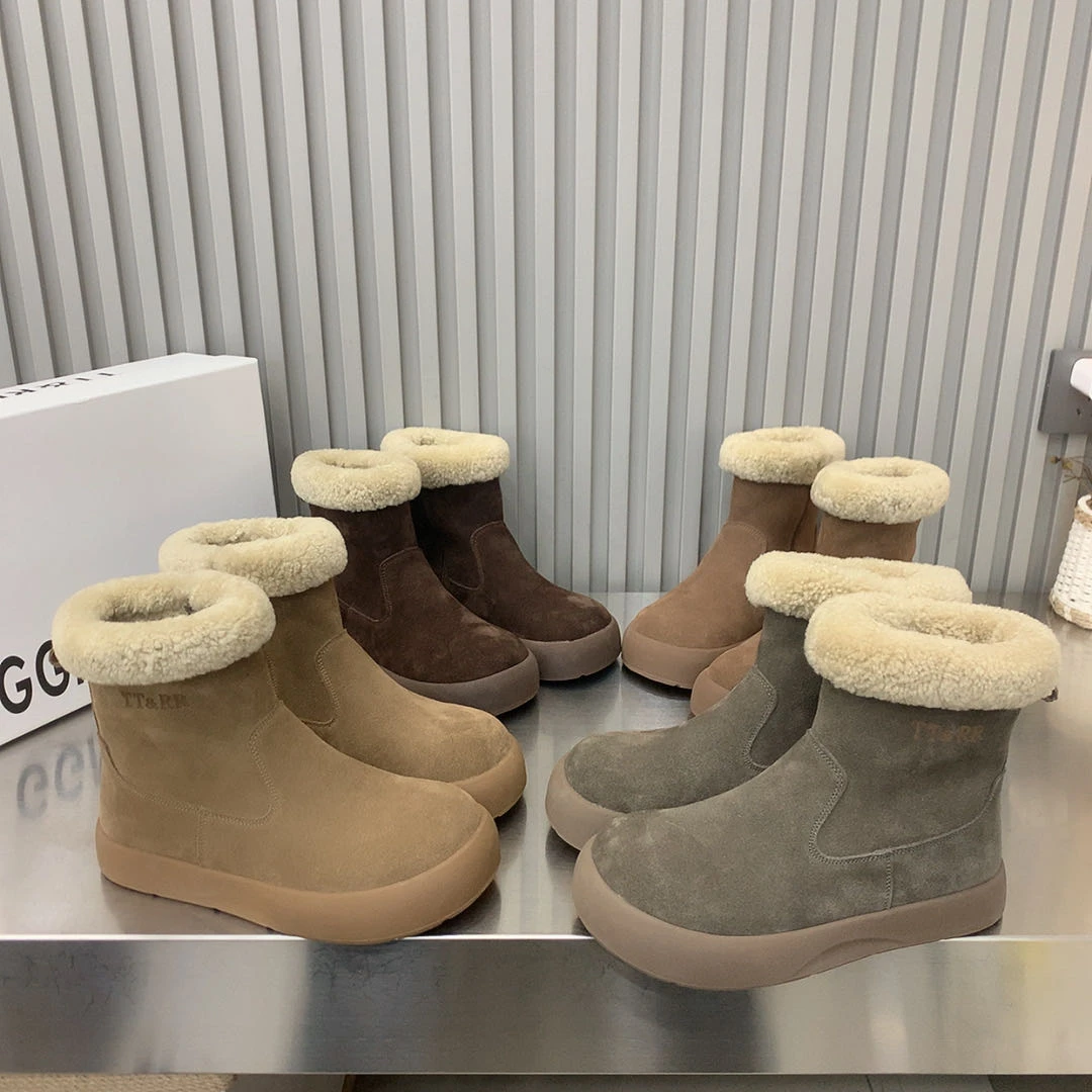 格格媚A11089厚底3公分韩版时装大棉牛反绒皮网红陈太同款中筒靴