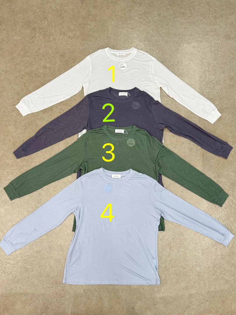 luluzou兰精天丝亚麻混纺纯色T恤0967