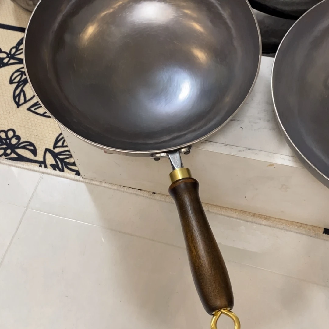 TA1纯钛关*木把加深加厚30厘米钛炒锅