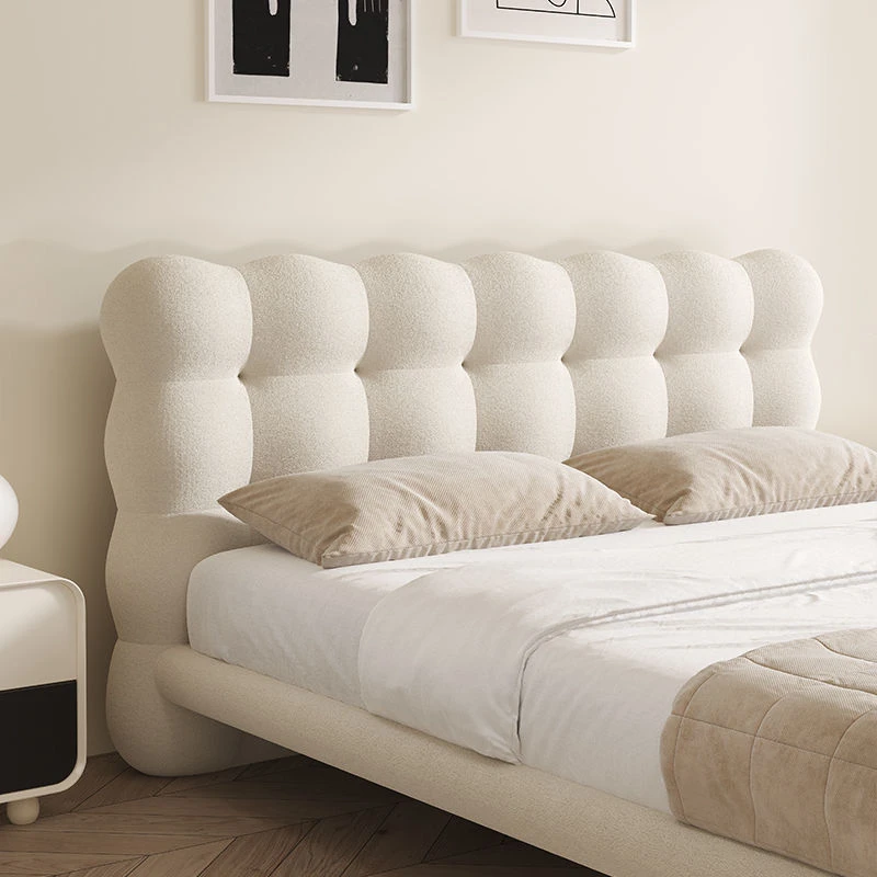 2025款泡芙床主卧双人床现代简约轻奢科技绒布网红宅寂风布艺大床