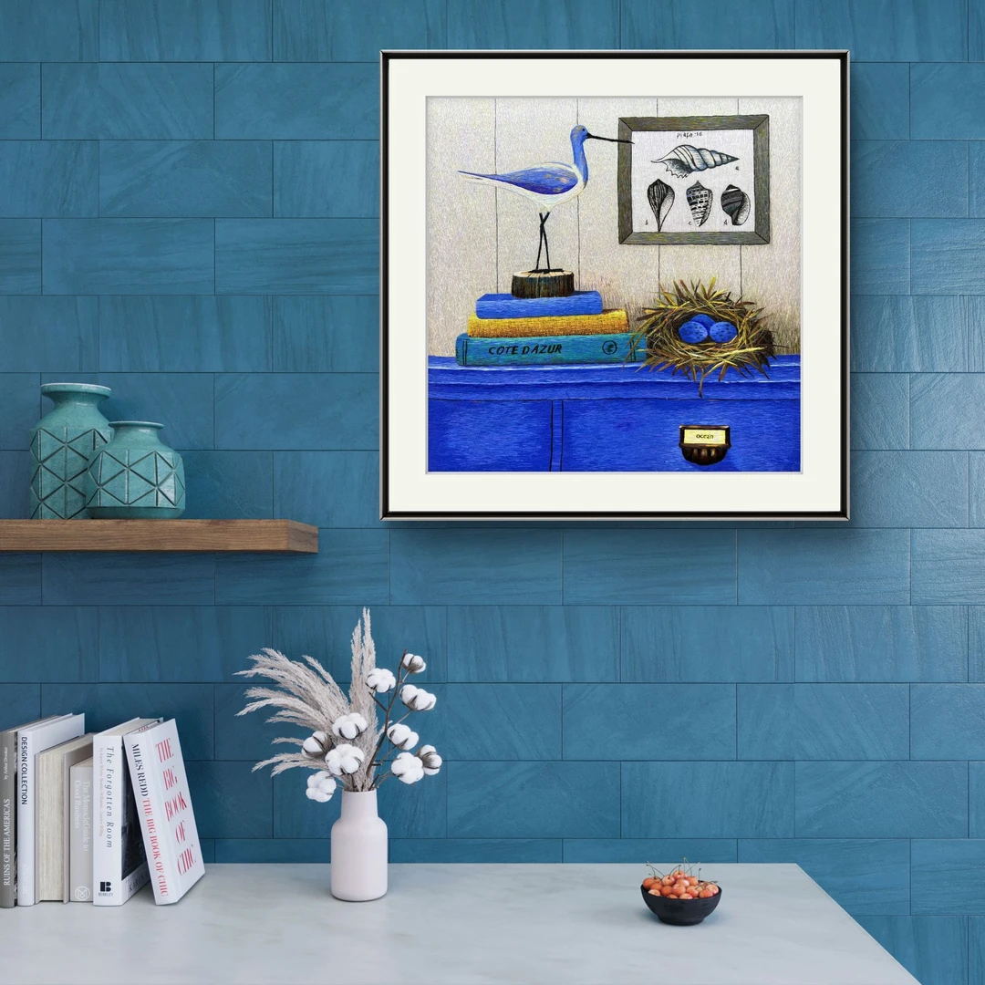 ZP手工非遗苏绣宝应乱针绣地中海风情可挂书房客厅玄关餐厅送画框