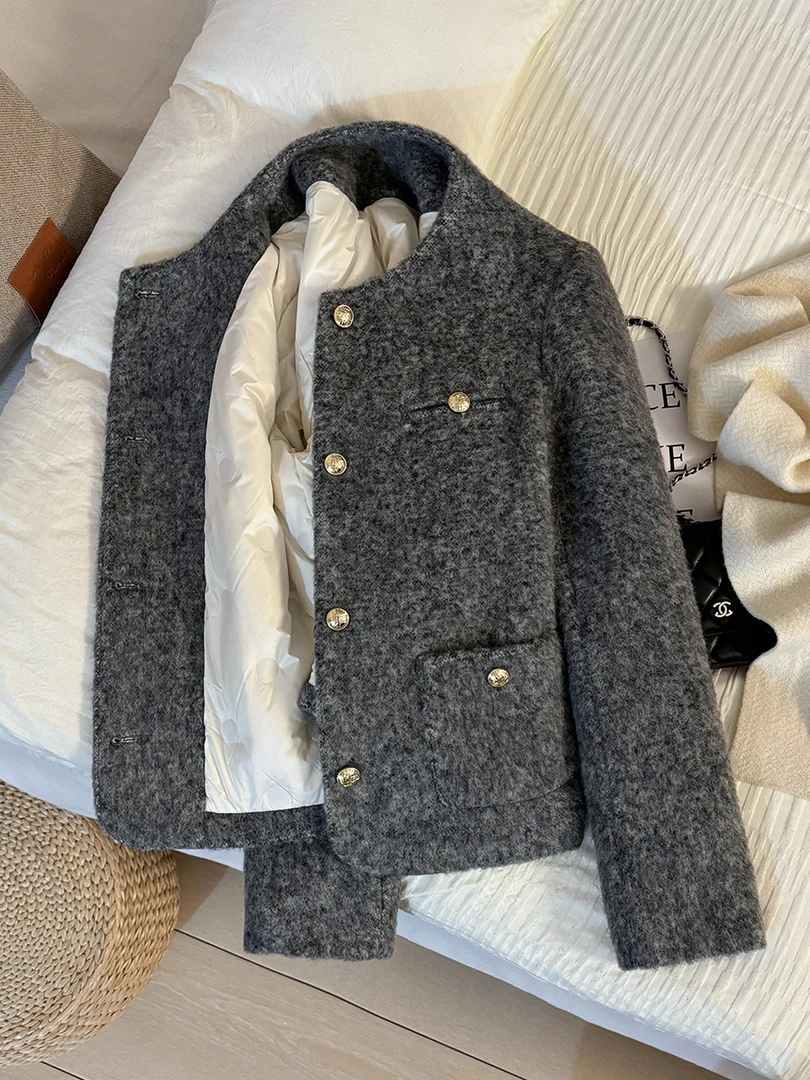 新保暖厚款短款加厚毛呢外套百搭长袖千金风小香风常规