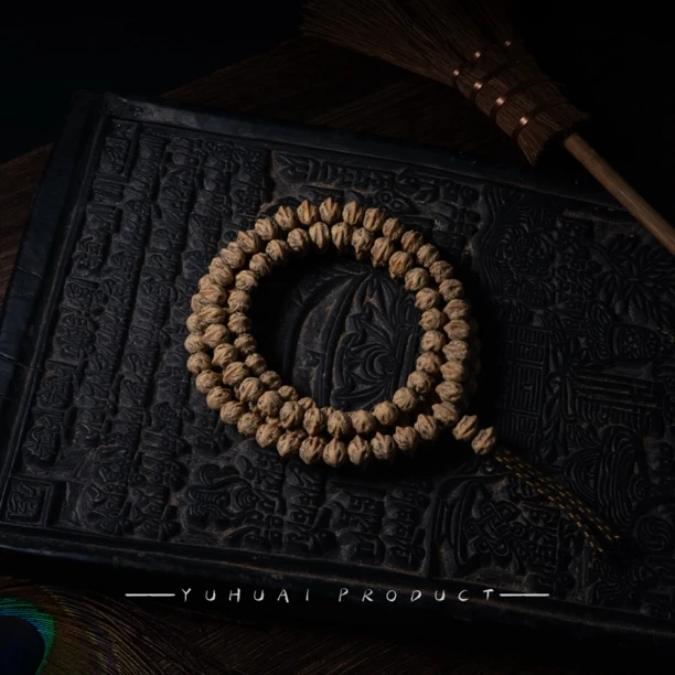 【水墨2.0·原桩横打】稀有级白芽百香籽热振柏香籽原桩横打文玩手串