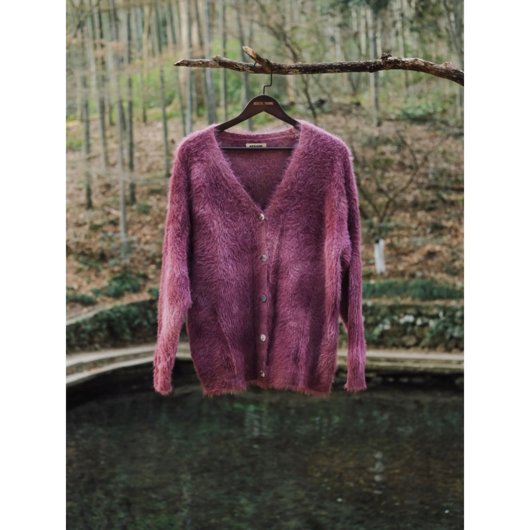 凡人岛·植物染软糯毛衣外套慵懒风小众高级感马海毛针织开衫