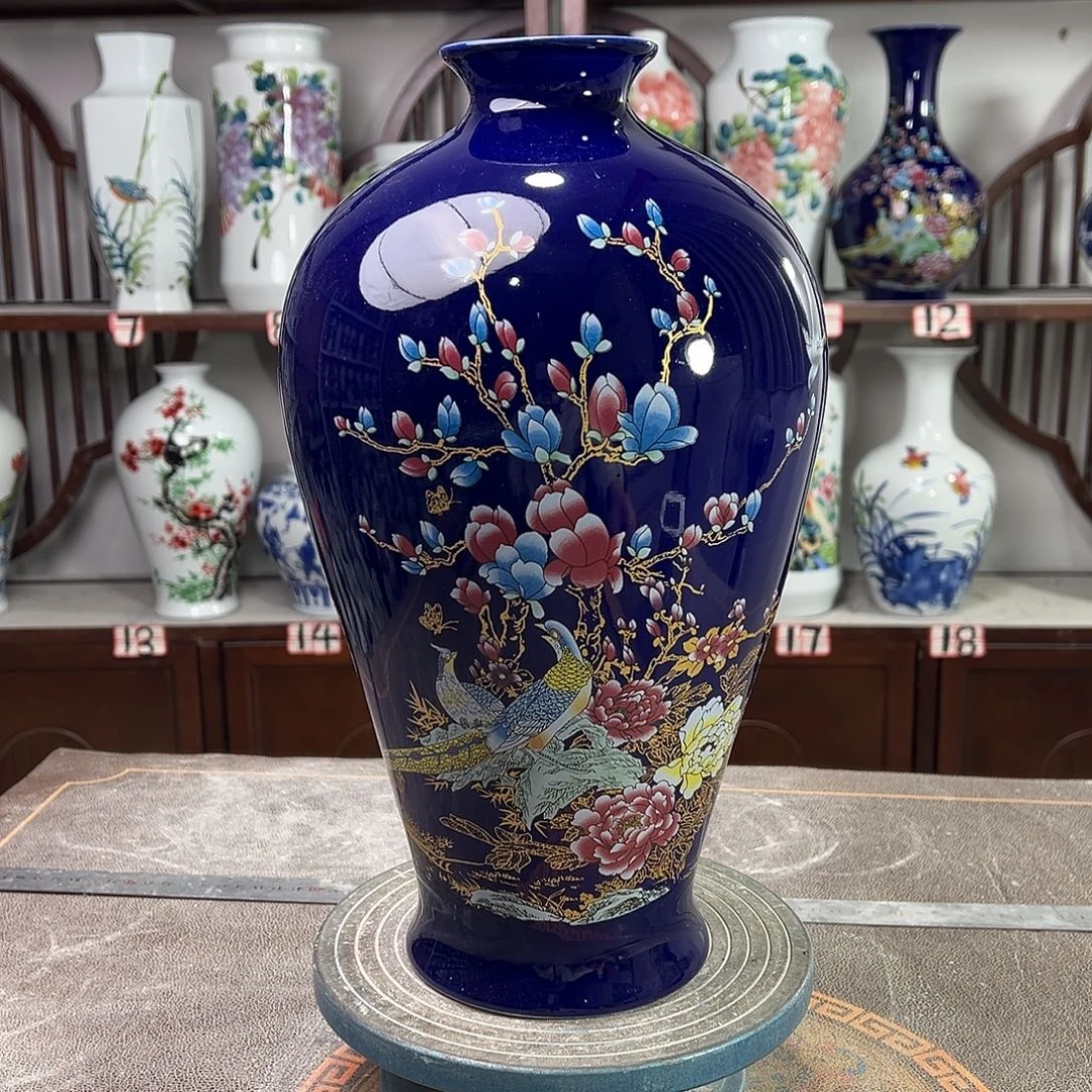 摆件陶景德镇陶瓷梅景泰蓝