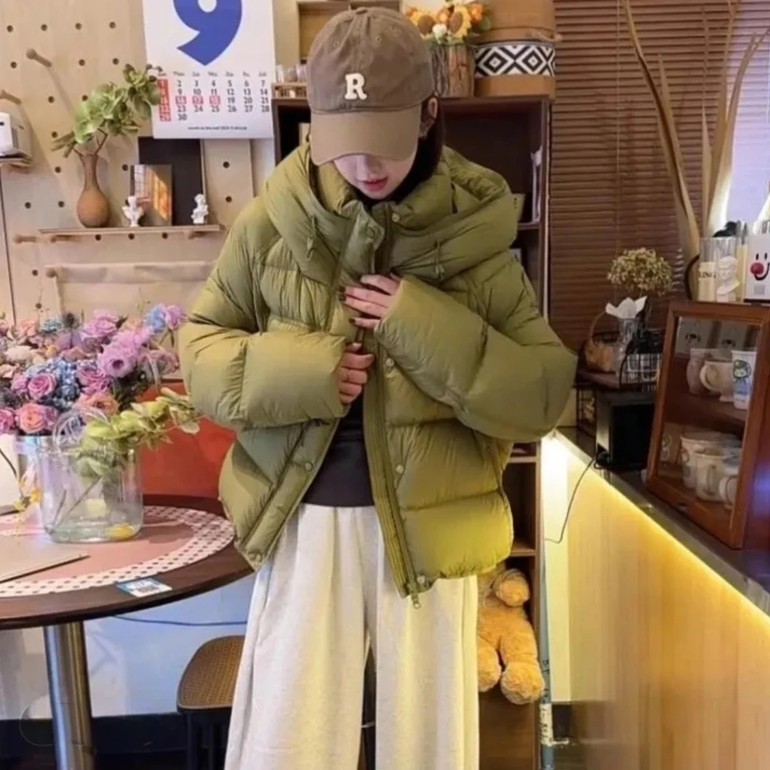 高品质云朵泡芙时尚高端蓬松百搭90白鸭绒连帽休闲羽绒服