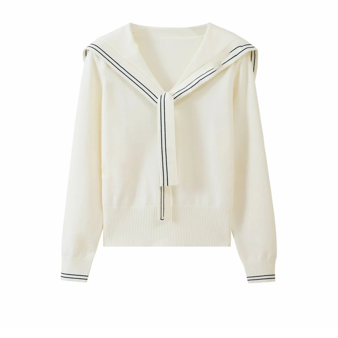 2025年秋季爆款韩系学院风海军领2025秋冬针织衫毛衣百搭上衣女