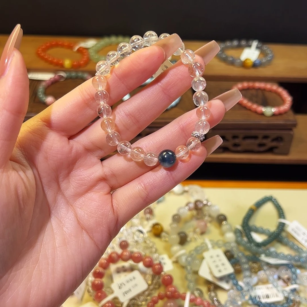 水晶手链银S925镶嵌白兔毛2024