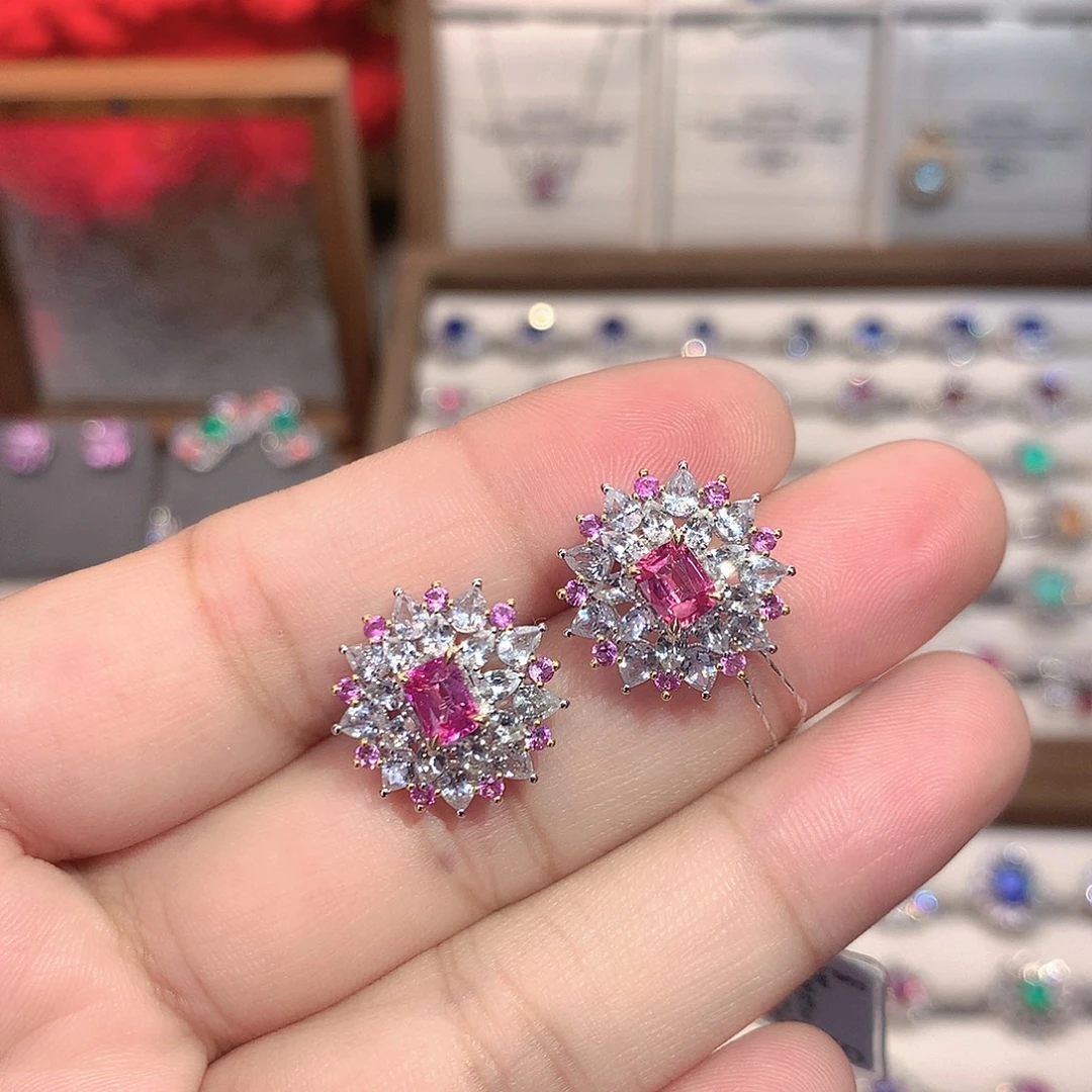 尖晶石耳饰18K金镶嵌1.05ct/七天无理由