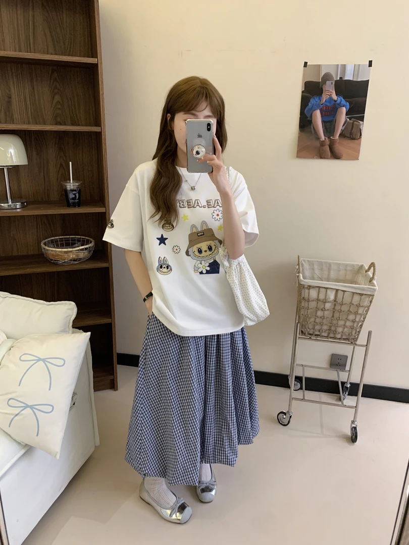 程程甄选 花朵布布韩系重工刺绣时尚休闲T恤855