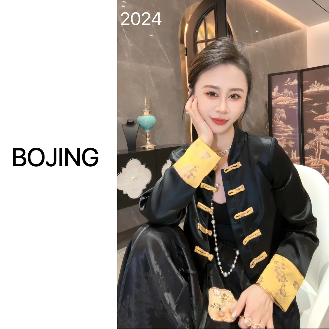 现货【九月风华】新中式醋酸垂感时尚修身显瘦春季短外套