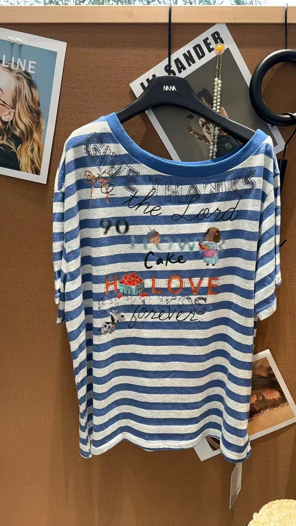 【NANA】韩版涂鸦条纹时尚T恤2715