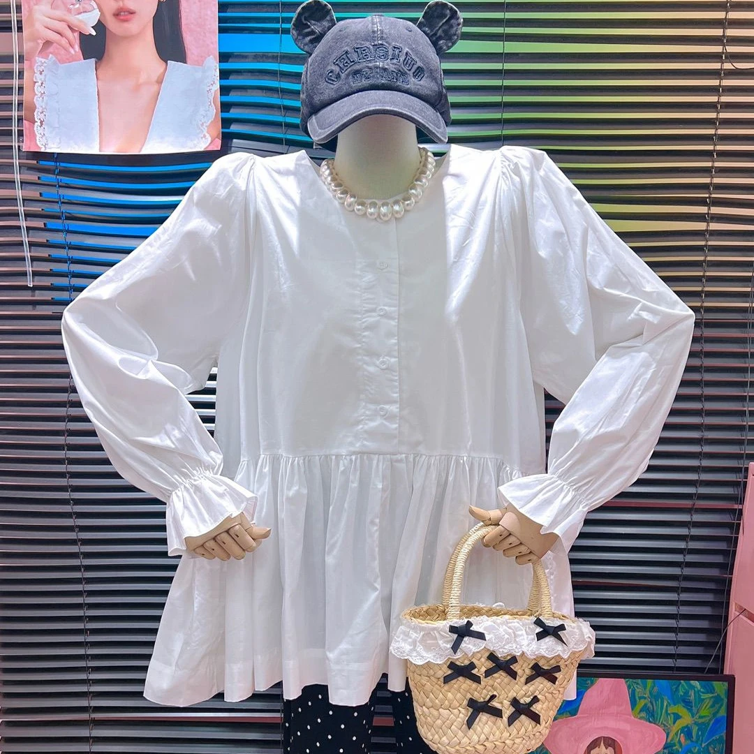 吉娃甜美可爱衬衫设计感小众荷叶边衬衫30663