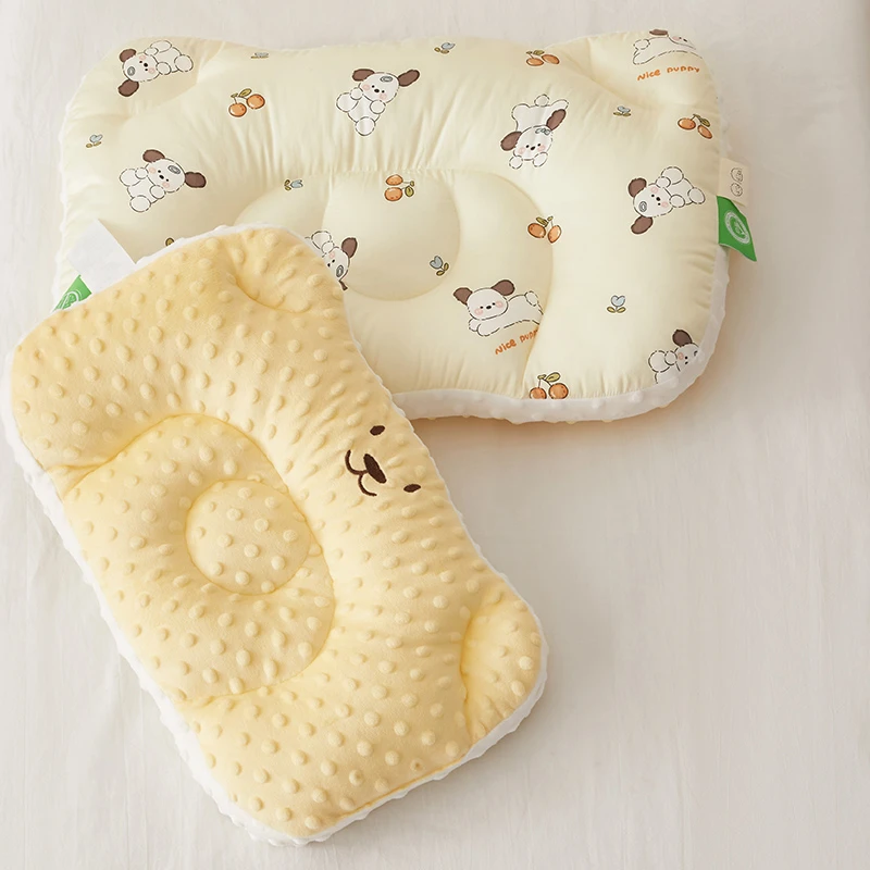 宝宝护颈枕头亲肤舒适儿童1-12岁分区枕双面可用可爱安抚豆豆枕