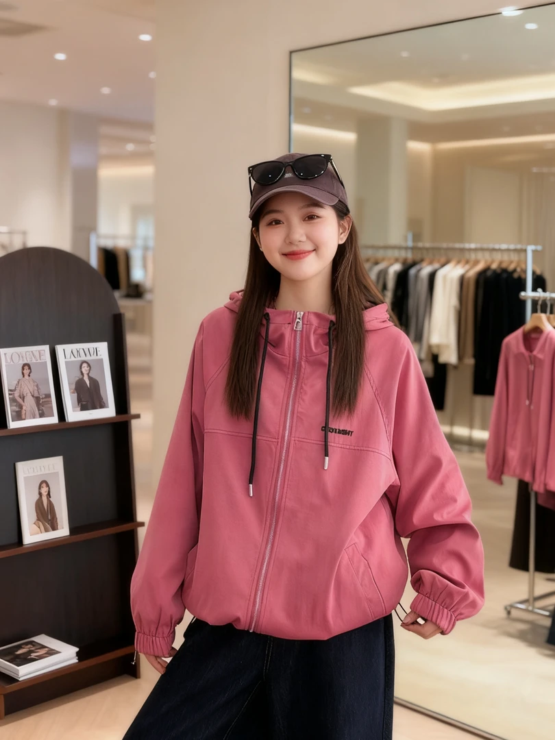 大码女装 胸116-134 字母刺绣连帽外套540#