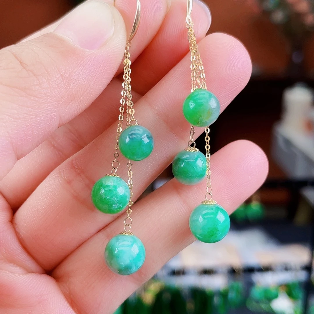 翡翠18K金镶嵌耳饰