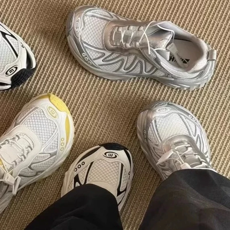 松紧带圆头系带老爹鞋时尚休闲运动凉鞋网面鞋子厚底阿甘鞋女鞋