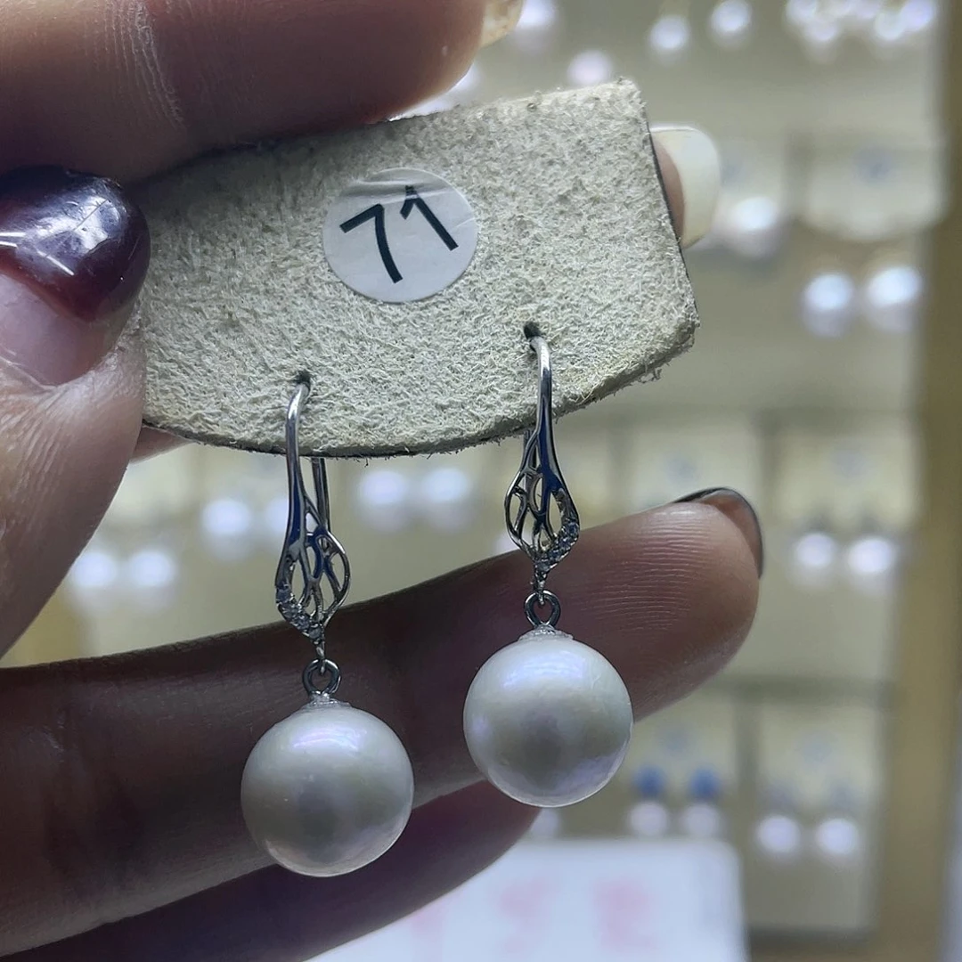 淡水珍珠耳饰银S925镶嵌