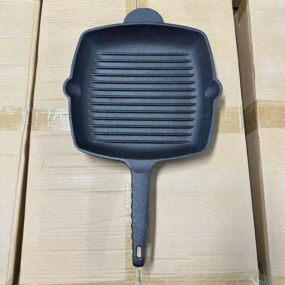 黑色铸铁26cm加厚加重方形牛排煎锅