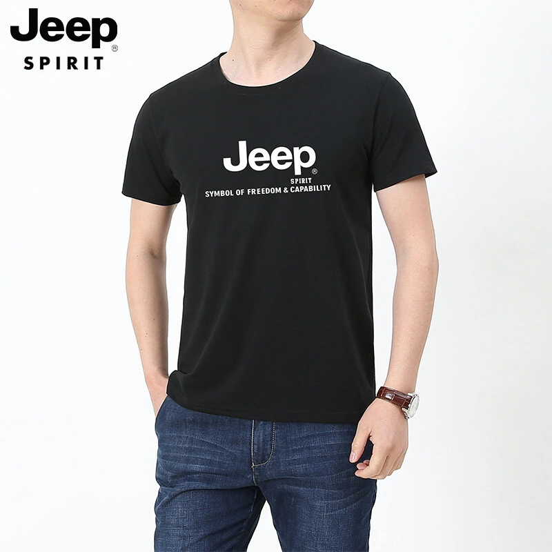 JEEPSPIRIT吉普新款夏季男士短袖T恤潮流半袖大码宽松时尚圆领